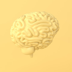 3d brain rendering illustration template background. The concept of intelligence, brainstorm, creative idea, human mind, artificial intelligence.
