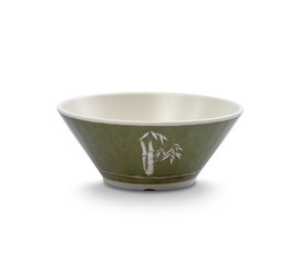 Ceramic green bowl on white background. Clipping path