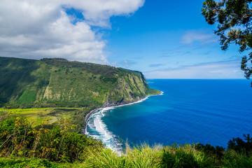 Hawaii stunning Waipio Valley and Pristine Beach Big island - obrazy, fototapety, plakaty