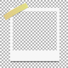 Realistic polaroid frames mockup. Picture frame with blank photo isolated templates on transparet background, Vector polaroid photo frame concept