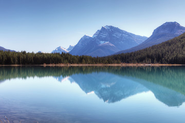 Naklejka na ściany i meble Mountain reflection in Banff National Park, Canada