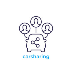 carsharing vector icon on white, linear