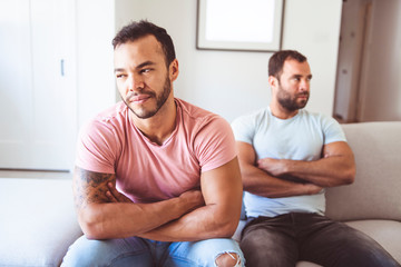 Portrait of a Cute Male gay homosexual Couple at Home