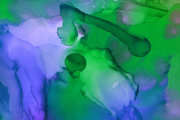 Colorful hand painted alcohol ink background. Abstract delicate texture. Contemporary wallpaper.