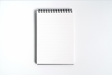 Notebook mock up with clean black blank for design and advertising. Notepad with chromed spring and...