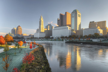 Columbus, Ohio skyline on a clear fall day - obrazy, fototapety, plakaty