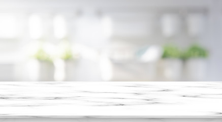 abstract blurred modern interior bathroom square background with white marble pattern tabletop for show,ads,design product on display concept	