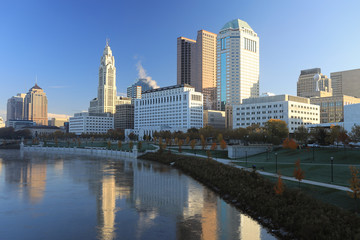 Fototapeta na wymiar Columbus, Ohio city center on a clear fall day