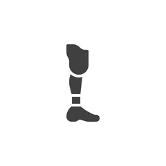 Modern prosthetic leg vector icon. filled flat sign for mobile concept and web design. Prosthetic leg glyph icon. Symbol, logo illustration. Vector graphics