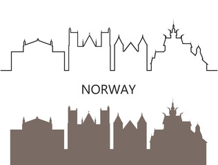 Norway logo.  Isolated Norwegian architecture on white background