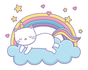 Unicorn cat cartoon vector design
