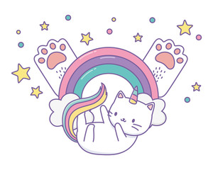 Unicorn cat cartoon vector design