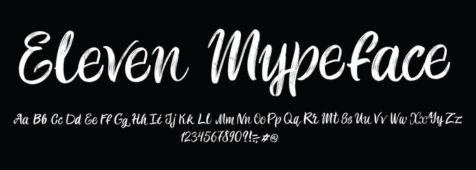 Hand drawn typeface on black background. Painted vector characters: lowercase and uppercase. Typography alphabet for your designs: logo, typeface, card, poster