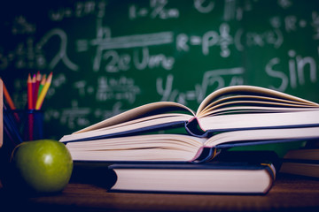 Educational equipment, boards and books Education concept With copy space
