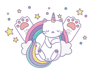 Unicorn cat cartoon vector design