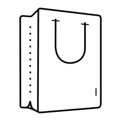 Paper shopping bag icon in outline style