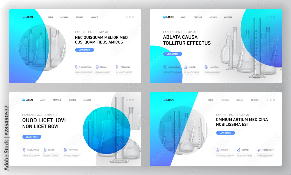 Canvas Prints pharmaceutical landing pages templates set. medical web page design concept layout for website. vect