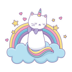 Unicorn cat cartoon vector design