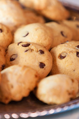 Chocolate chip cookies on a plate.