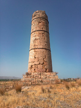 Remains of the Pizzuta column, Greek funerary stele, in Sicily, Italy.