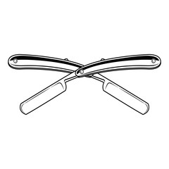 two crossed Straight razor on a white background vector illustration