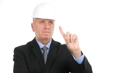 Image with a Serious Engineer Making No Hand Sign