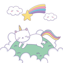 Unicorn cat cartoon vector design