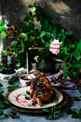 Chicken with blackberry sauce..style rustic