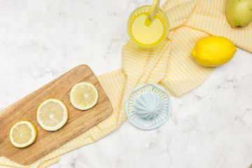 Lemons and lemonade juice