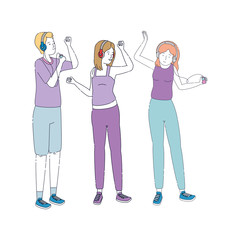 group of people listen music with player