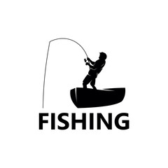 Fishing Logo Template Design Vector, Emblem, Design Concept, Creative Symbol, Icon