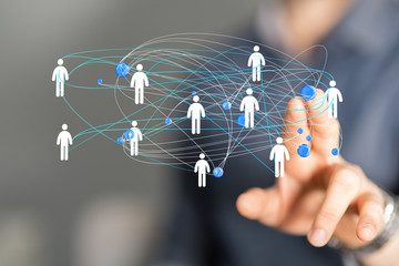 Lines connected with dots as social communication concept