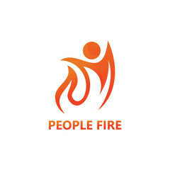 People Fire Logo Template Design Vector, Emblem, Design Concept, Creative Symbol, Icon