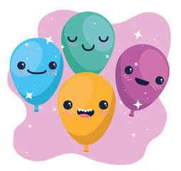 happy balloons decoration with mouth and eyes