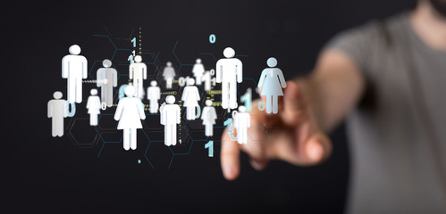 Lines connected with dots as social communication concept