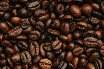 Coffee beans background with copy space
