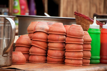 Tea served in a traditional clay cup