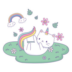 Unicorn cat cartoon vector design