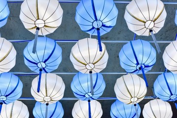 Obraz na płótnie Canvas Decorative White and Blue Lanterns