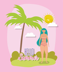 woman hello summer holiday design