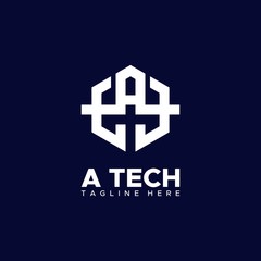 letter A and T for A TECHNOLOGY logo design