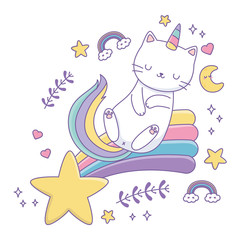 Unicorn cat cartoon vector design