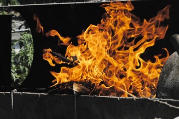 fire in fireplace