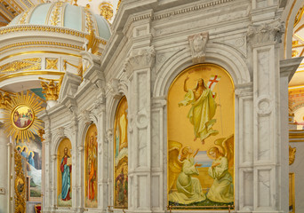 Odessa, Ukraine - August 16, 2019: The Transfiguration Cathedral interior,  Orthodox church, dedicated to the Saviour's Transfiguration.