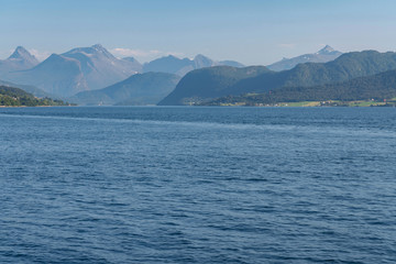 Fototapeta na wymiar Fjords mountain sea view, Norway