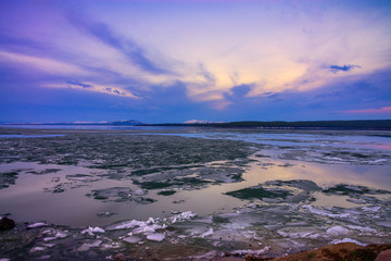sunset over Yellowstone Lake
