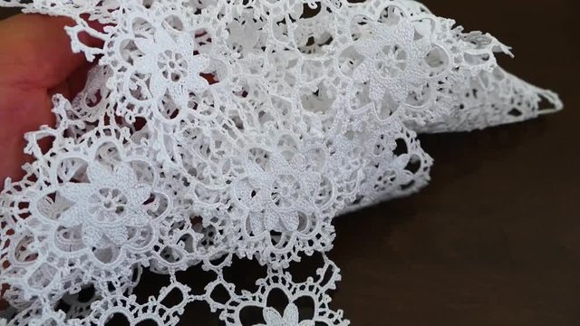 knitted lace tablecloth with rope, handicrafts and tablecloths,