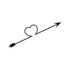 Arrow with heart icon on white background