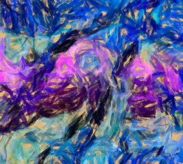 Modern painting wall art decor. Abstract drawing background. Design artwork. Brush strokes on canvas. Artistic pattern. Creative fashion print. Good as psychedelic poster. Surreal graphic abstraction.