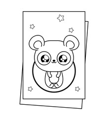 panda bear baby in card kawaii style